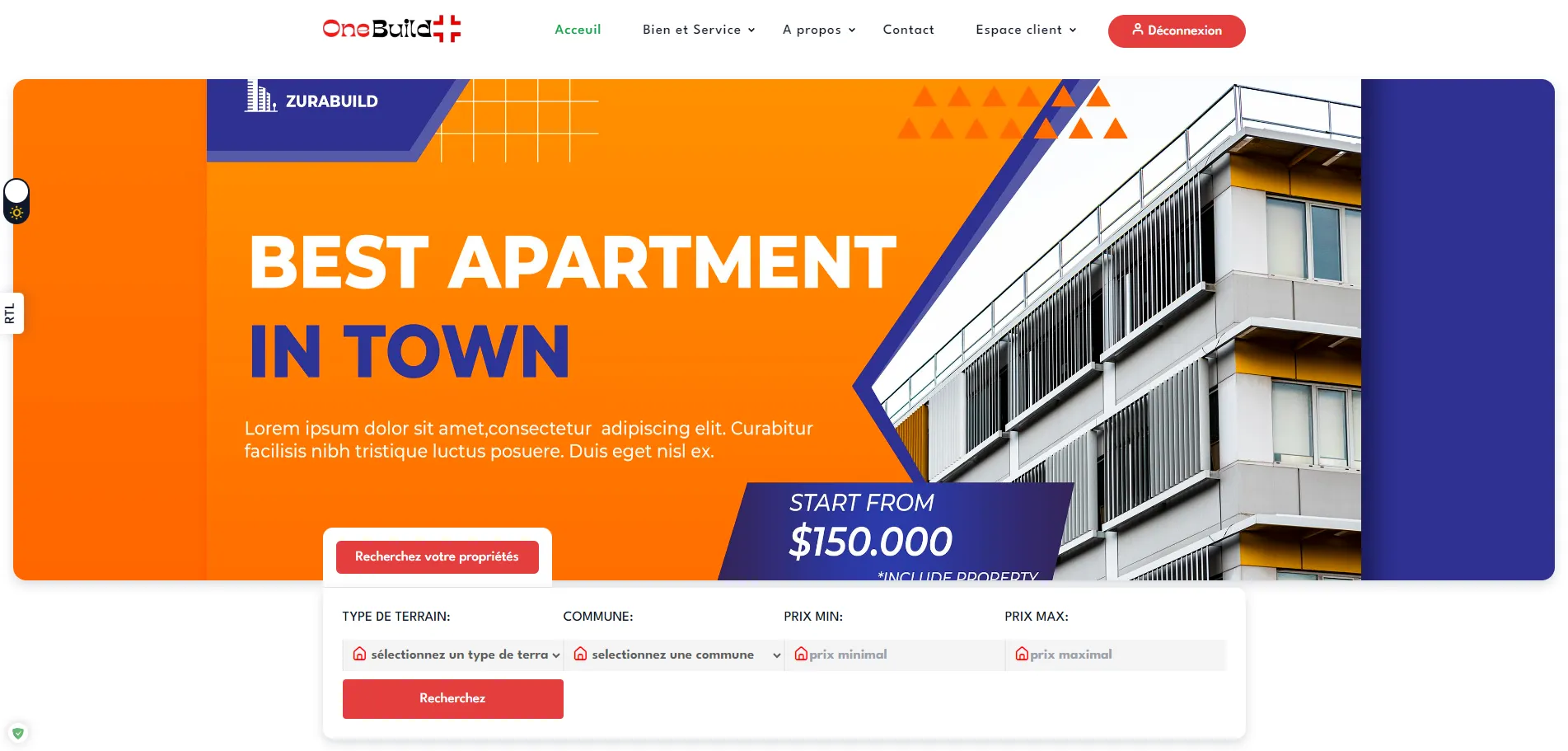 Modern real estate platform interface with advanced search and property listings